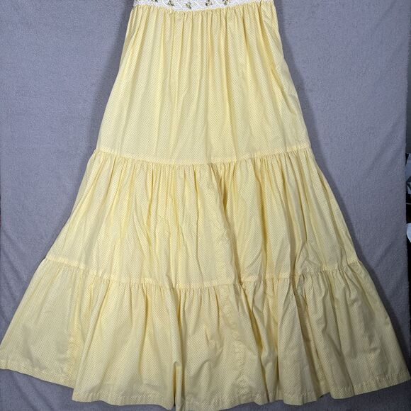Vintage Butter Yellow Tiered Prairie Maxi Dress Cottage Core Ditsy Bridgerton‎ - Picture 5 of 16